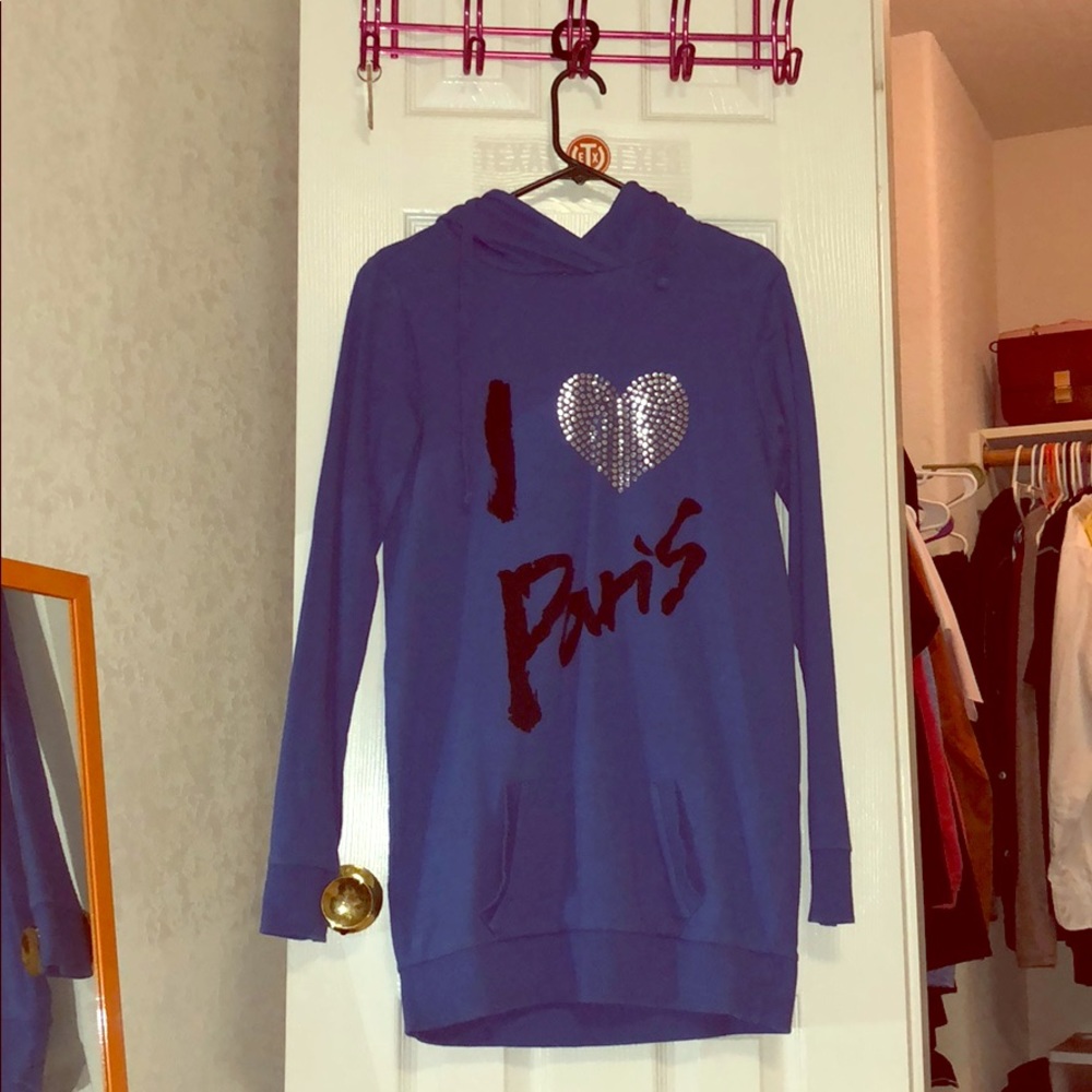 Blue/purple “I love Paris” hoodie